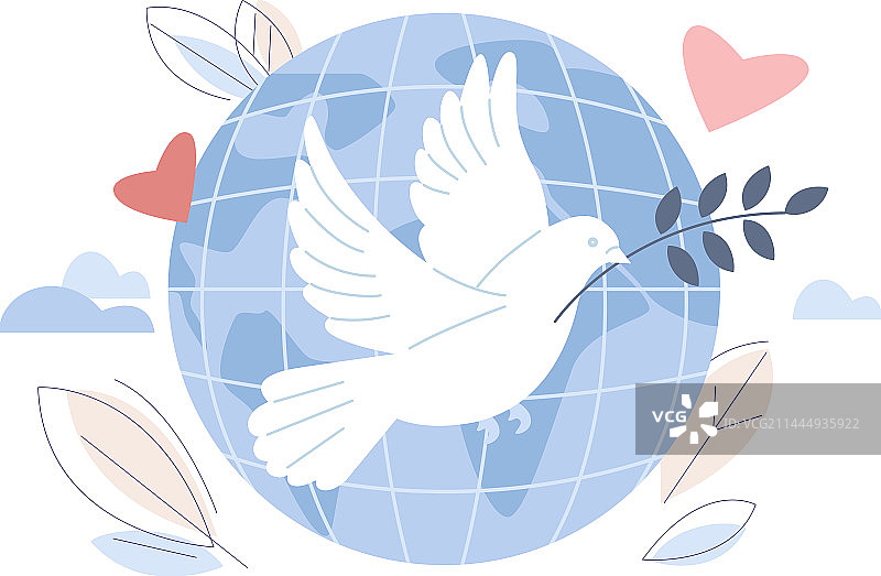 带有橄榄枝的白色鸽子概念切片图片素材