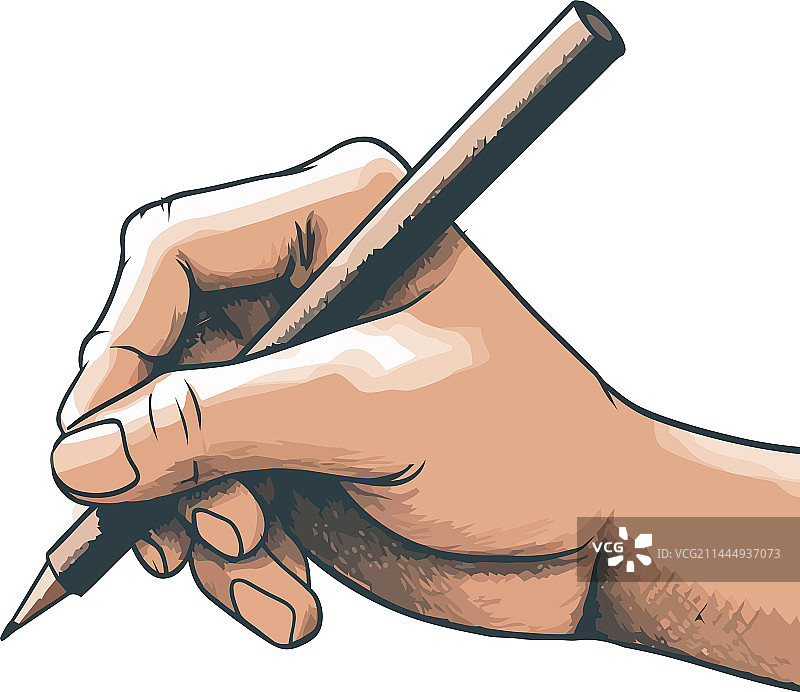 手持笔绘制铅笔画图片素材