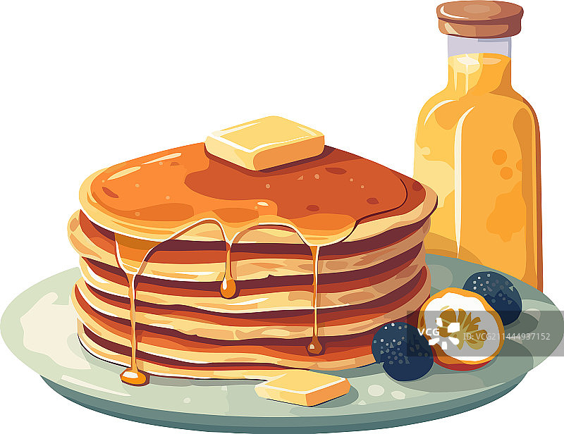 甜煎饼叠与果汁水果图片素材