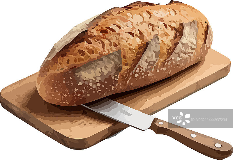 新鲜出炉的恰巴塔面包和刀具图片素材