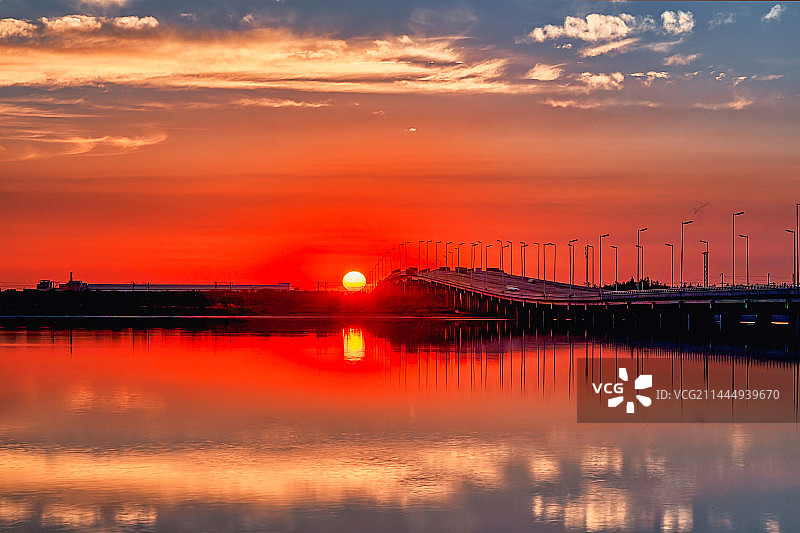 金海湖落日图片素材