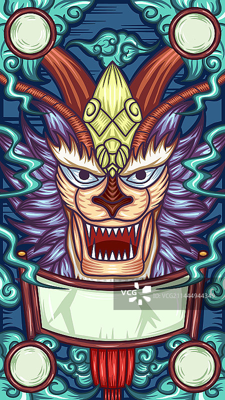 国潮插画——龙子囚牛图片素材