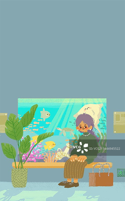海洋馆的女孩图片素材