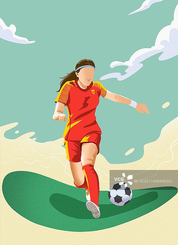 女足世界杯插画3图片素材