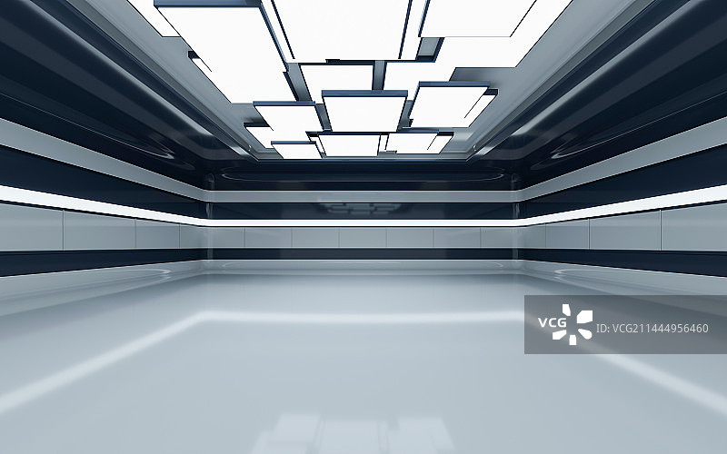 科幻发光的室内空间图片素材