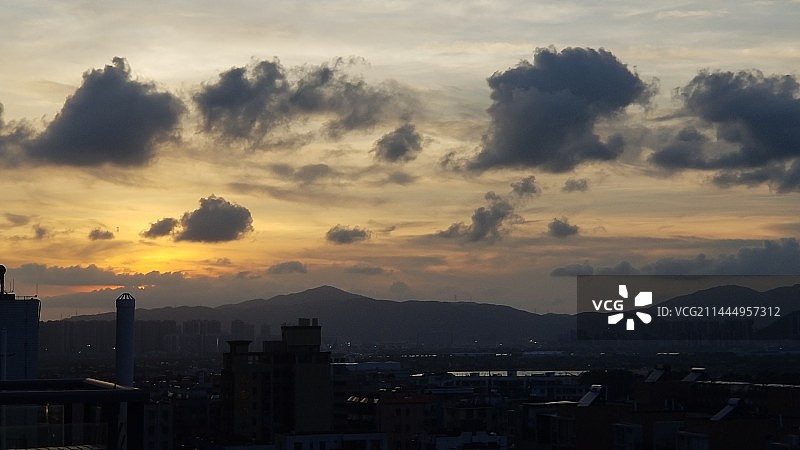 珠海红旗镇落日余晖图片素材