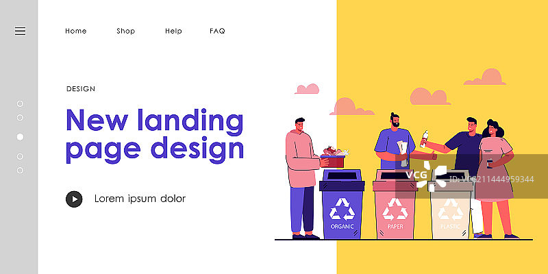 男女在垃圾桶中分发垃圾图片素材