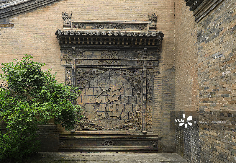 常家花园砖雕照壁图片素材