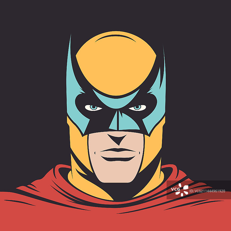 波普艺术漫画风格超级英雄面具男图片素材