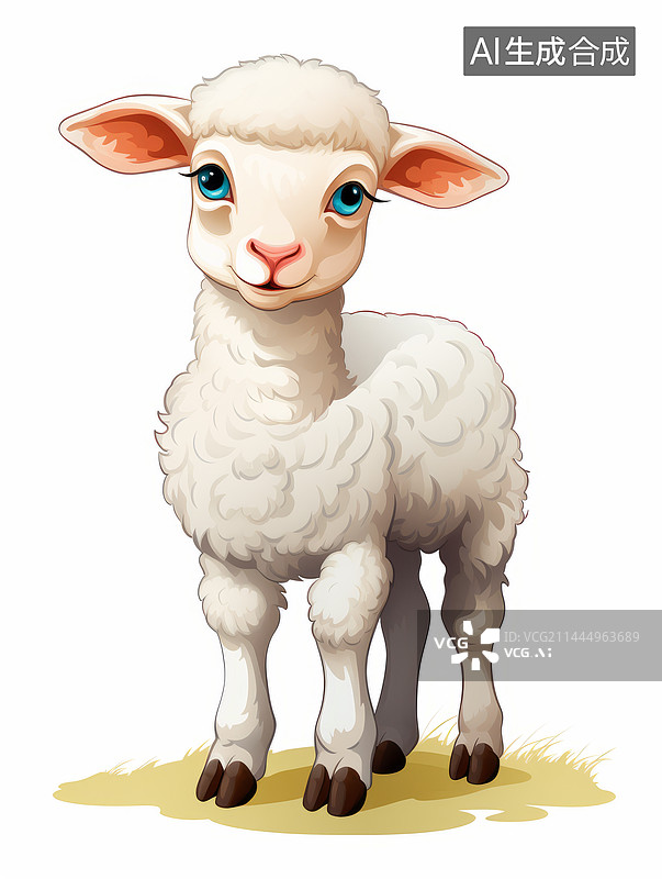 【AI数字艺术】绵羊小羊羔插画绘画图片素材