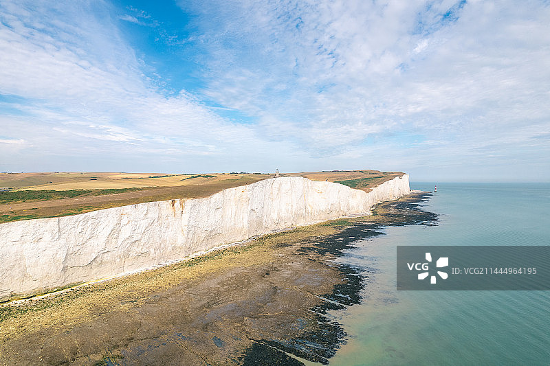 英国布莱顿白崖晴天航拍图片素材