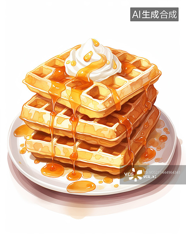 【AI数字艺术】白色背景下盘子里甜点的特写镜头图片素材