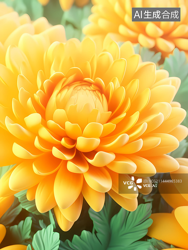 【AI数字艺术】绽放的大菊花C4D建模渲染植物壁纸图片素材