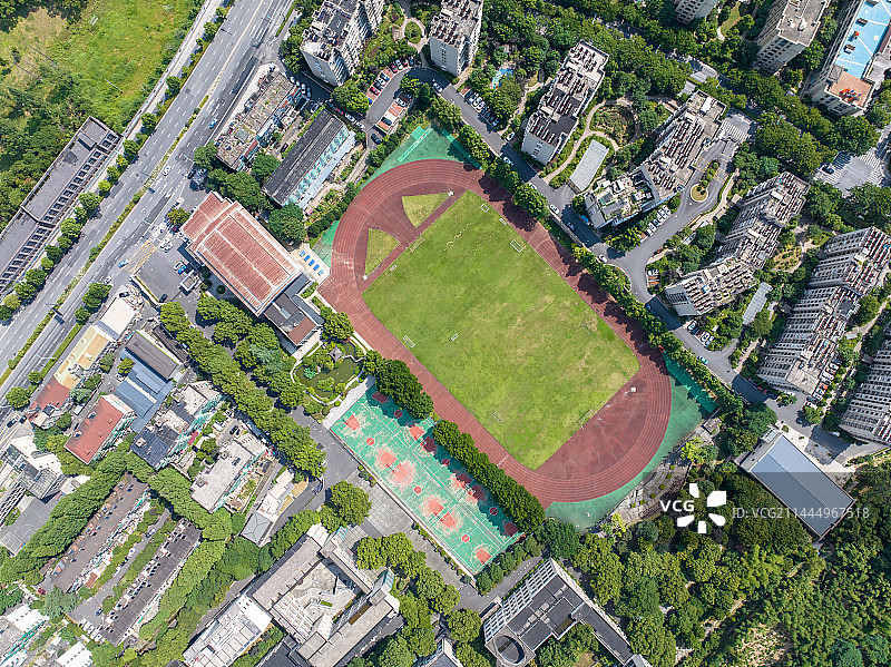 航拍杭州市西湖高级中学运动场图片素材