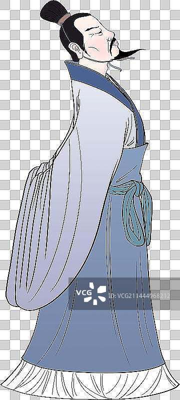 背手站立的古代人物侧面像元素图片素材