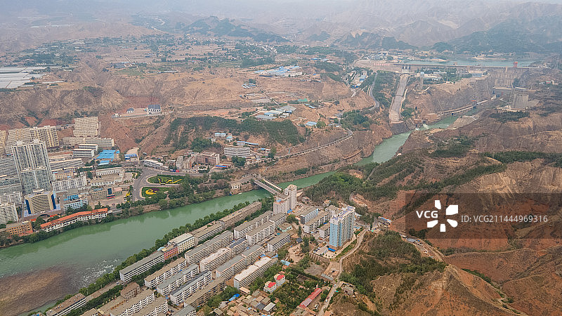 甘肃 永靖县 黄河 航拍图片素材