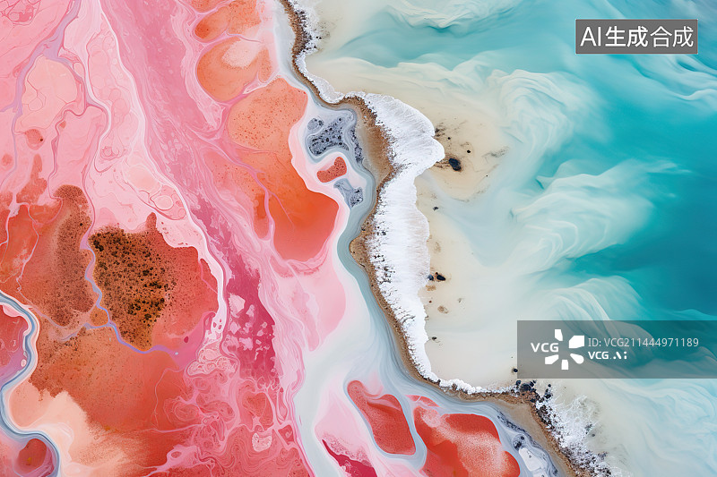 【AI数字艺术】航拍彩色的盐湖图片素材