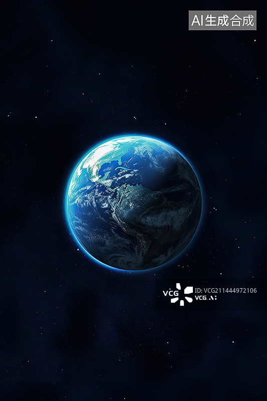 【AI数字艺术】宇宙中的地球科幻背景壁纸图片素材