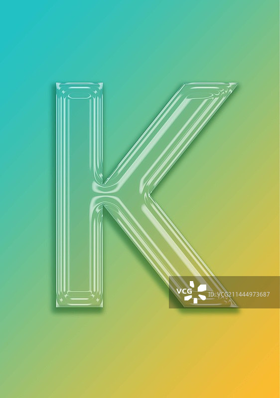透明玻璃效果英文字母K渐变背景免扣素材图片素材