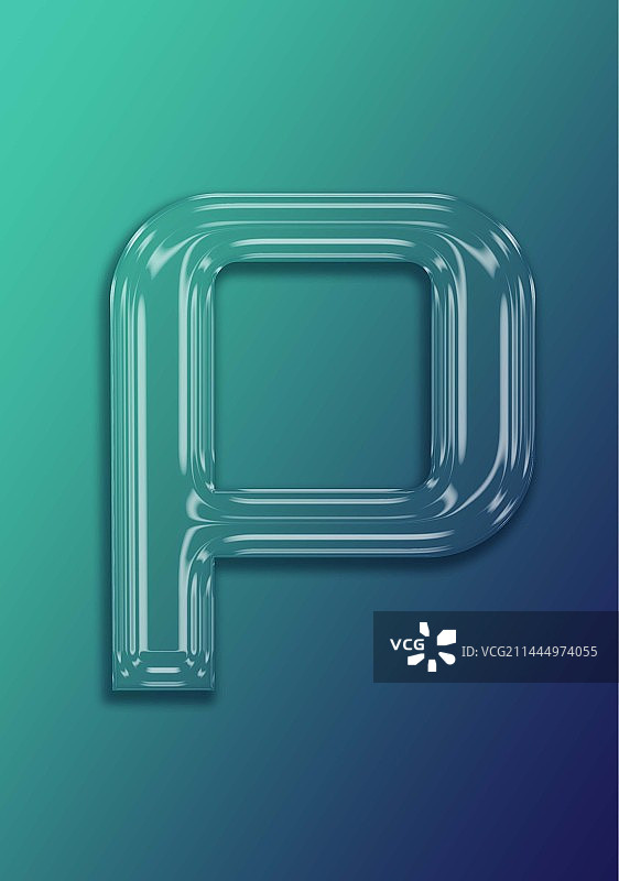 透明玻璃效果英文字母P渐变背景免扣素材图片素材