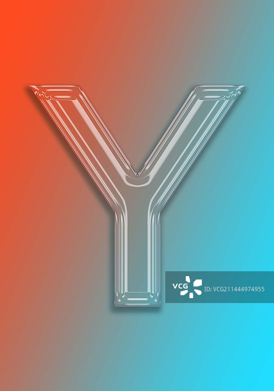 透明玻璃效果英文字母Y渐变背景免扣素材图片素材