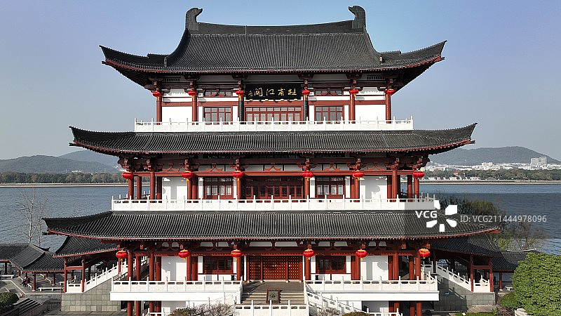 湖南长沙市杜甫江阁航拍图片素材