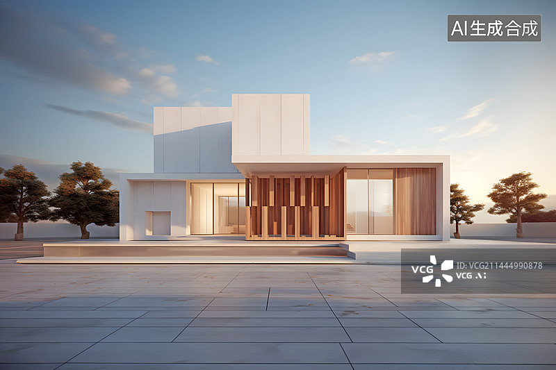 【AI数字艺术】包豪斯简约设计风格别墅酒店图片素材