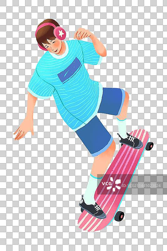 高视角的滑板少年图片素材