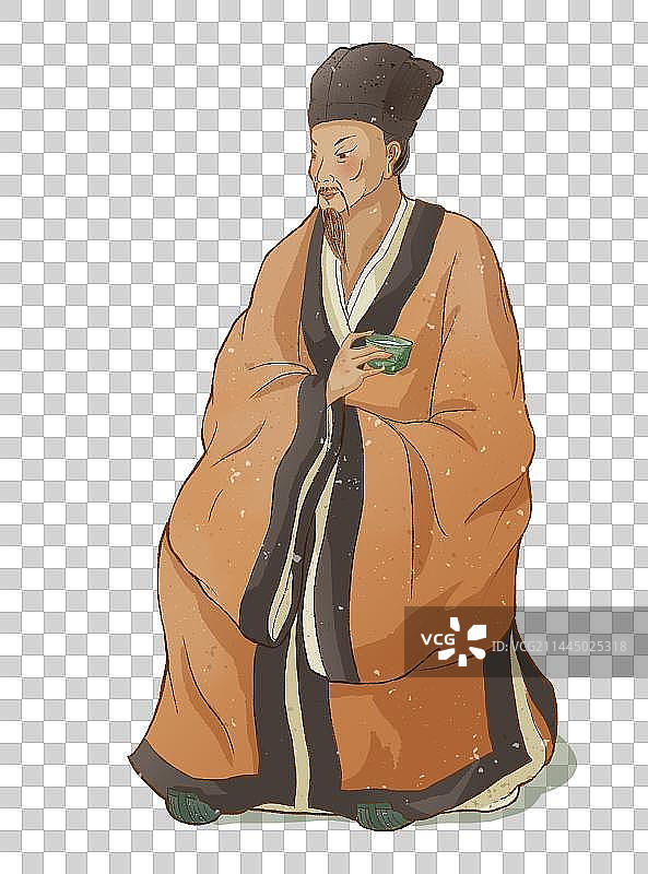 古人诗人古代苏轼杜甫品酒品茶茶杯文雅国潮插画元素插图图片素材