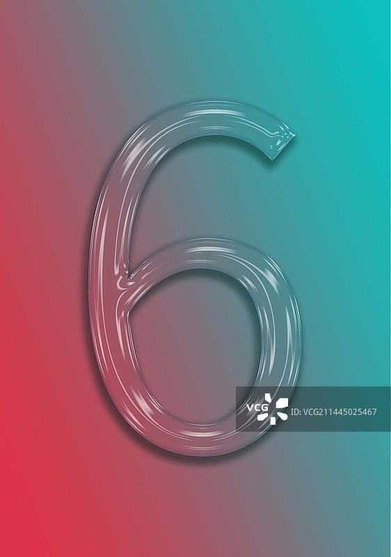 透明玻璃效果数字6渐变背景免扣素材图片素材