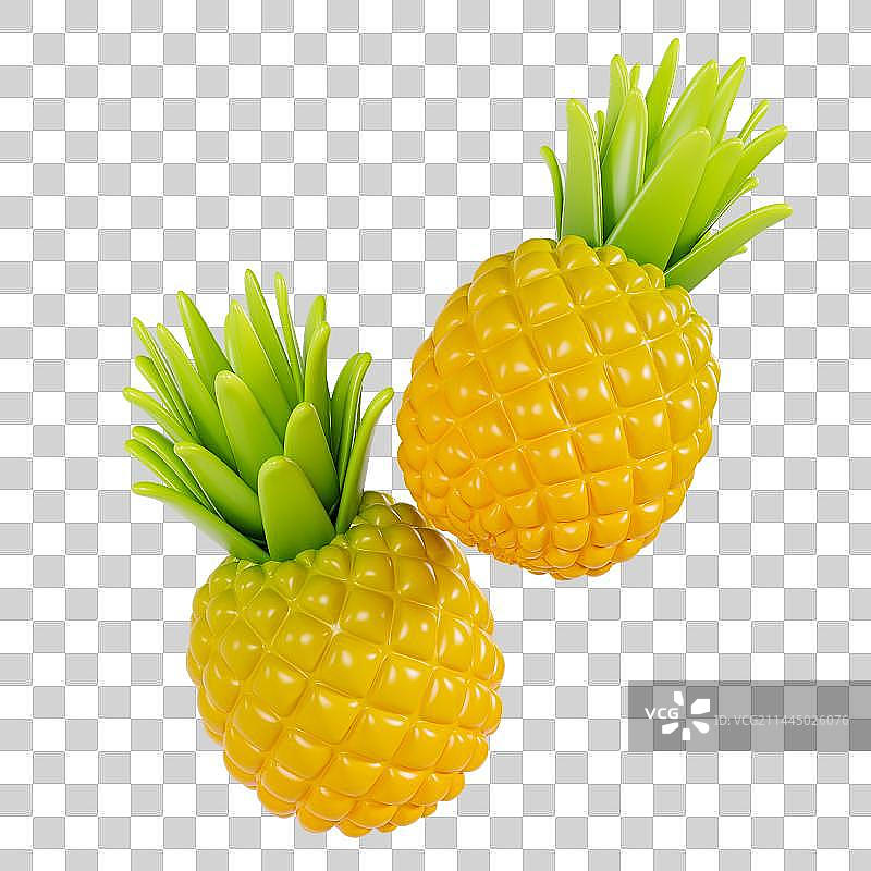 3D立体菠萝凤梨元素图片素材