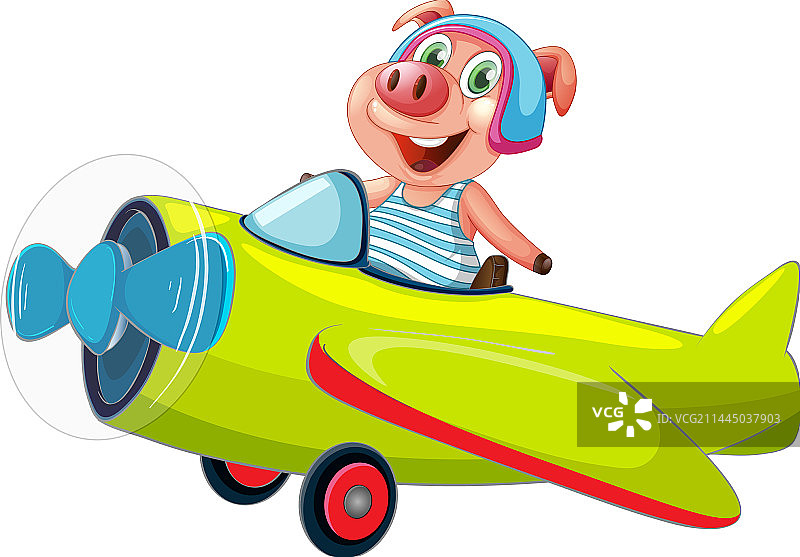 可爱小猪驾驶飞机图片素材