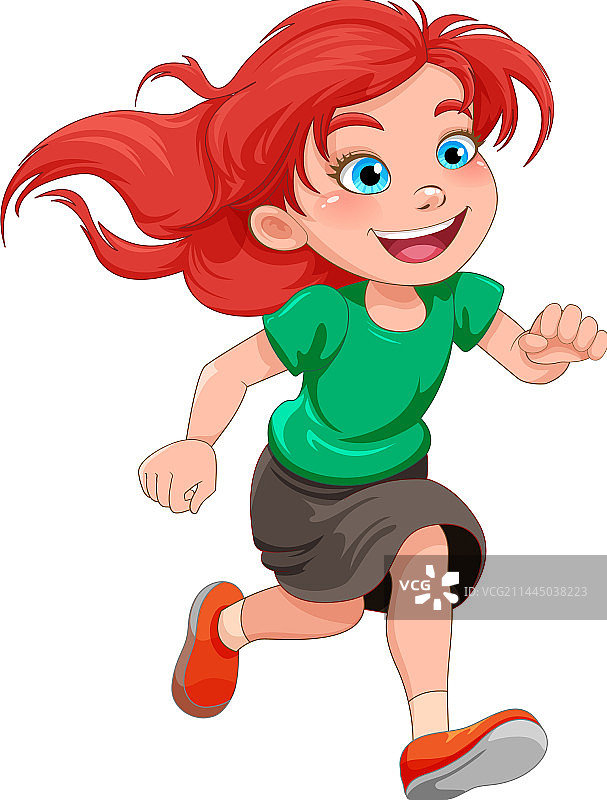 奔跑的女孩卡通角色图片素材