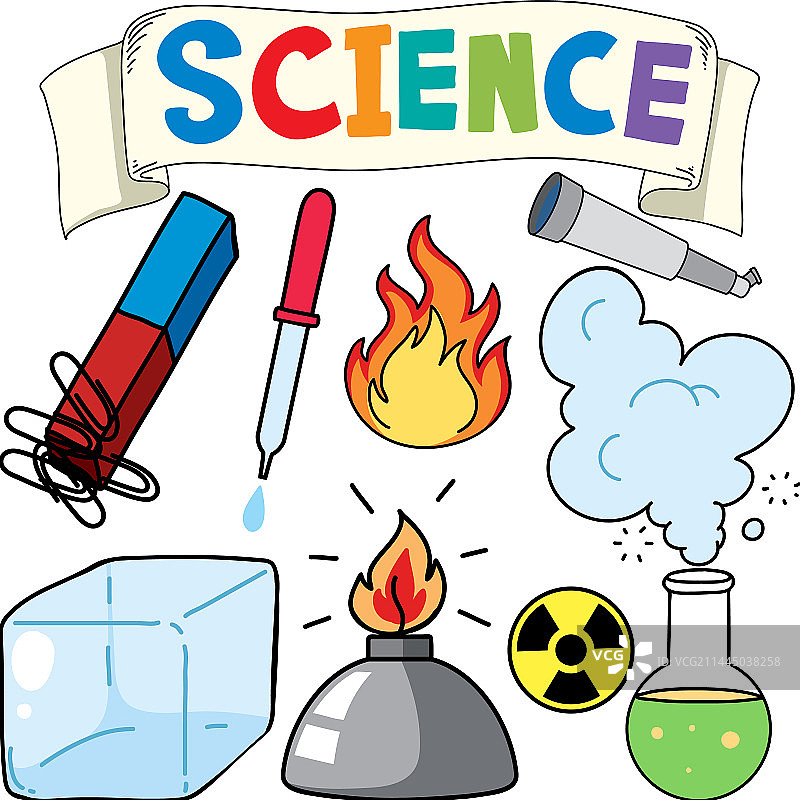 彩色科学物品和图标合集图片素材