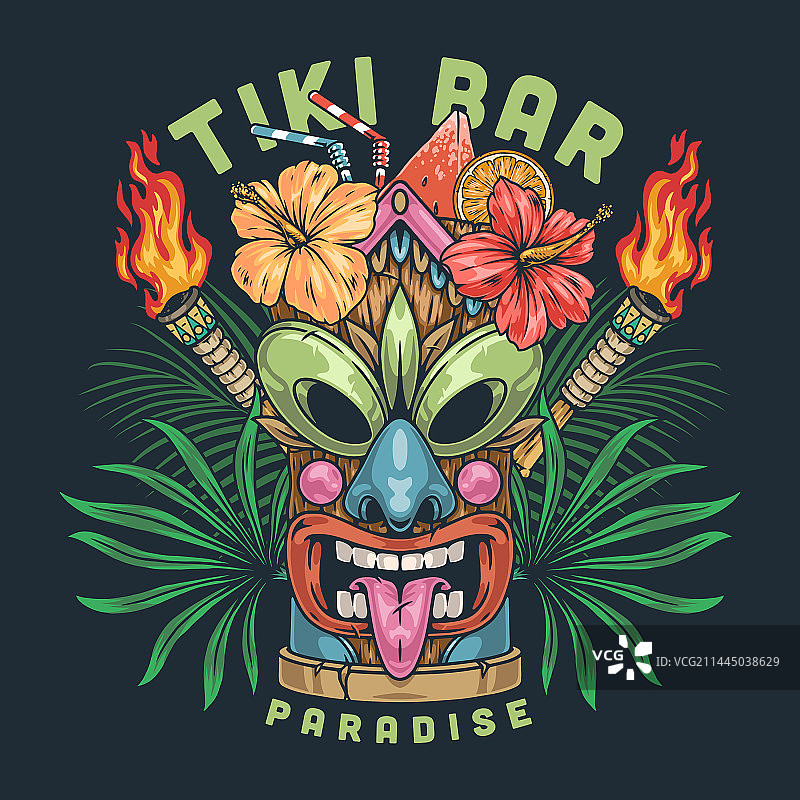 天堂提基酒吧宣传单图片素材