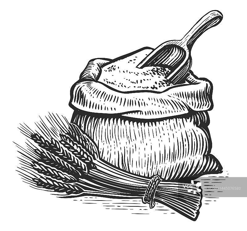 面粉麻袋和小麦图片素材