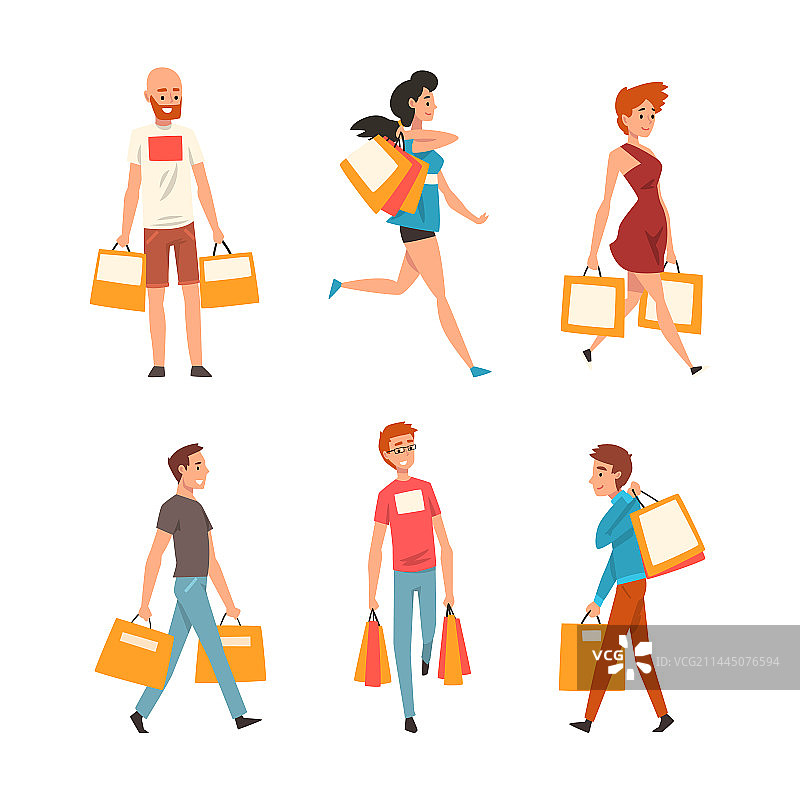 人物角色提着购物袋图片素材