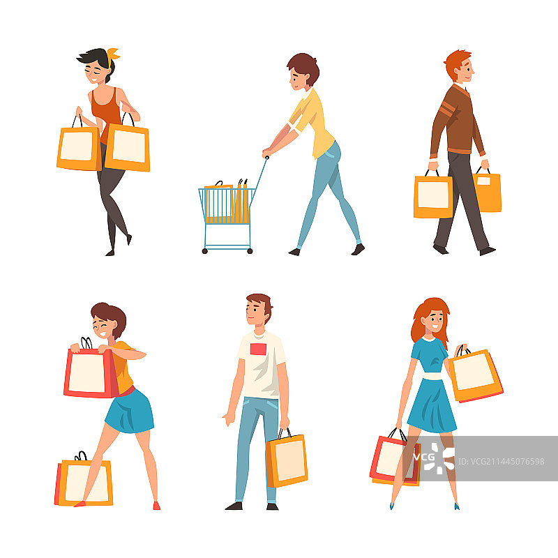 人物角色提着购物袋图片素材