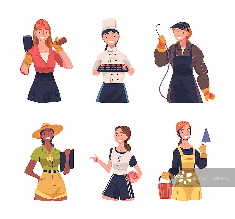 身穿不同职业服装的年轻女人图片素材