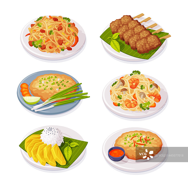 盘中盛放的传统泰国美食图片素材