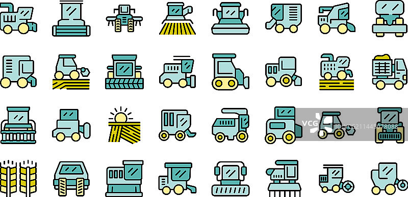 联合收割机图标扁平化设计图片素材