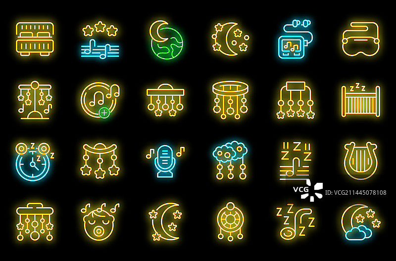 摇篮曲霓虹灯图标图片素材