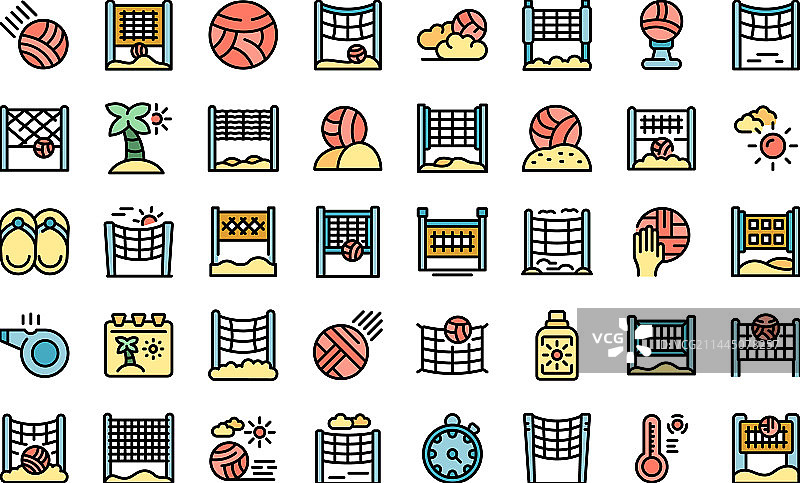 沙滩排球图标扁平化设计图片素材