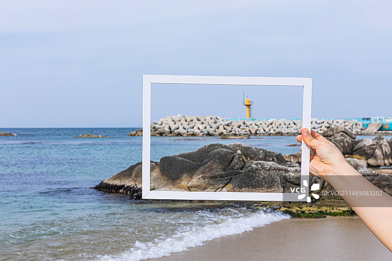 美丽的海滩和相框图片素材