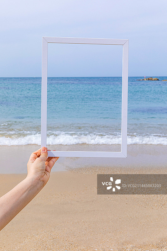 美丽的海滩和相框图片素材