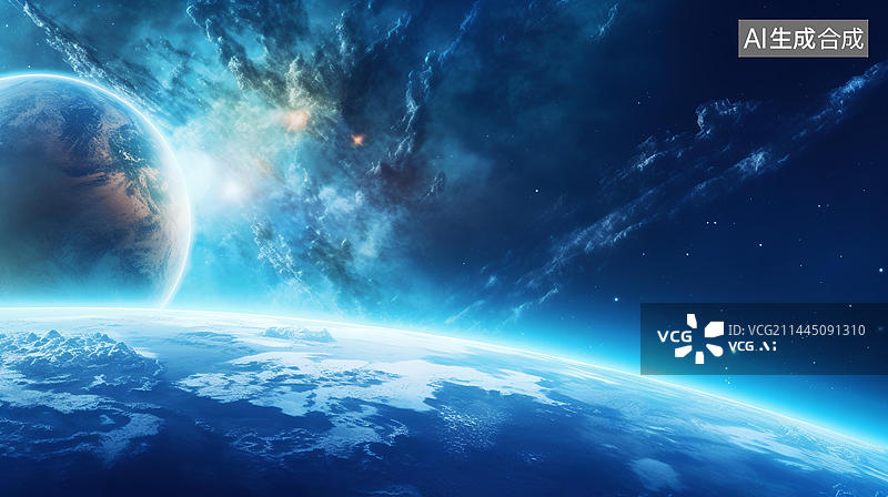 【AI数字艺术】震撼的宇宙星球科幻背景图片素材