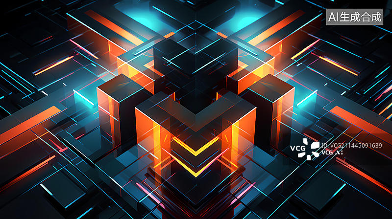 【AI数字艺术】科技构成背景图片素材