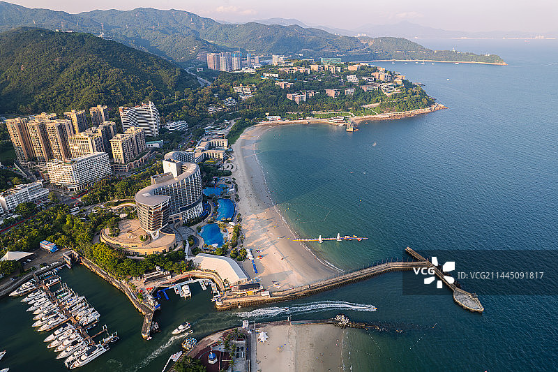 深圳盐田大梅沙航拍图片素材