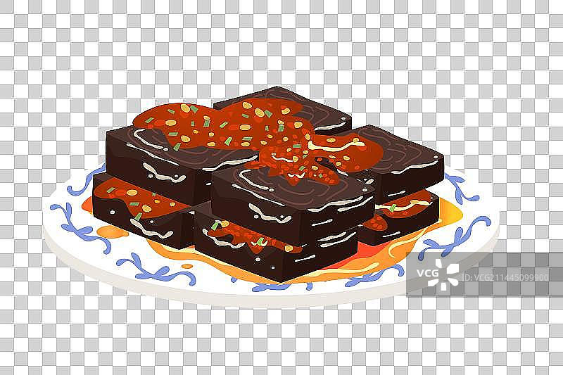 卡通长沙特色小吃臭豆腐扁平矢量插画免抠元素图片素材