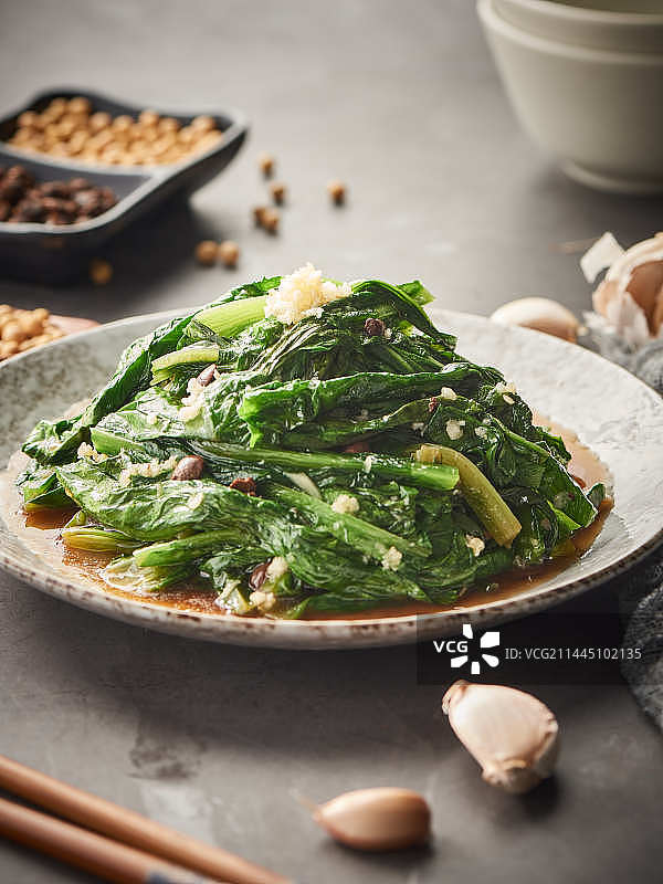 蒜香油麦菜图片素材